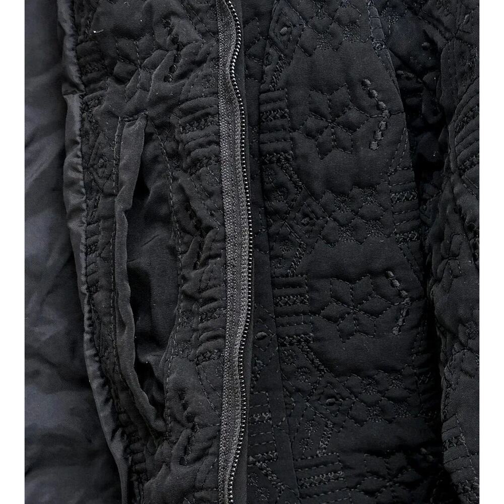 Black Embossed Quilted Zip-Front Jacket - Picture 4 of 7
